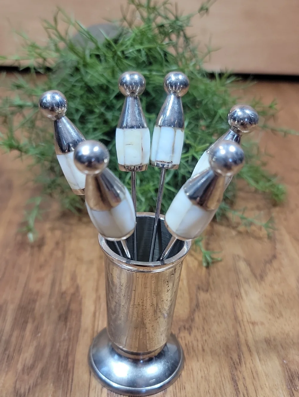 Mother of Pearl Appetizer/Martini Picks with Stand - Home Accents